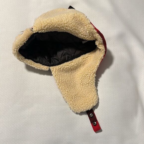 Fleece Trapper Hat Mens Red Plaid - Picture 2 of 3